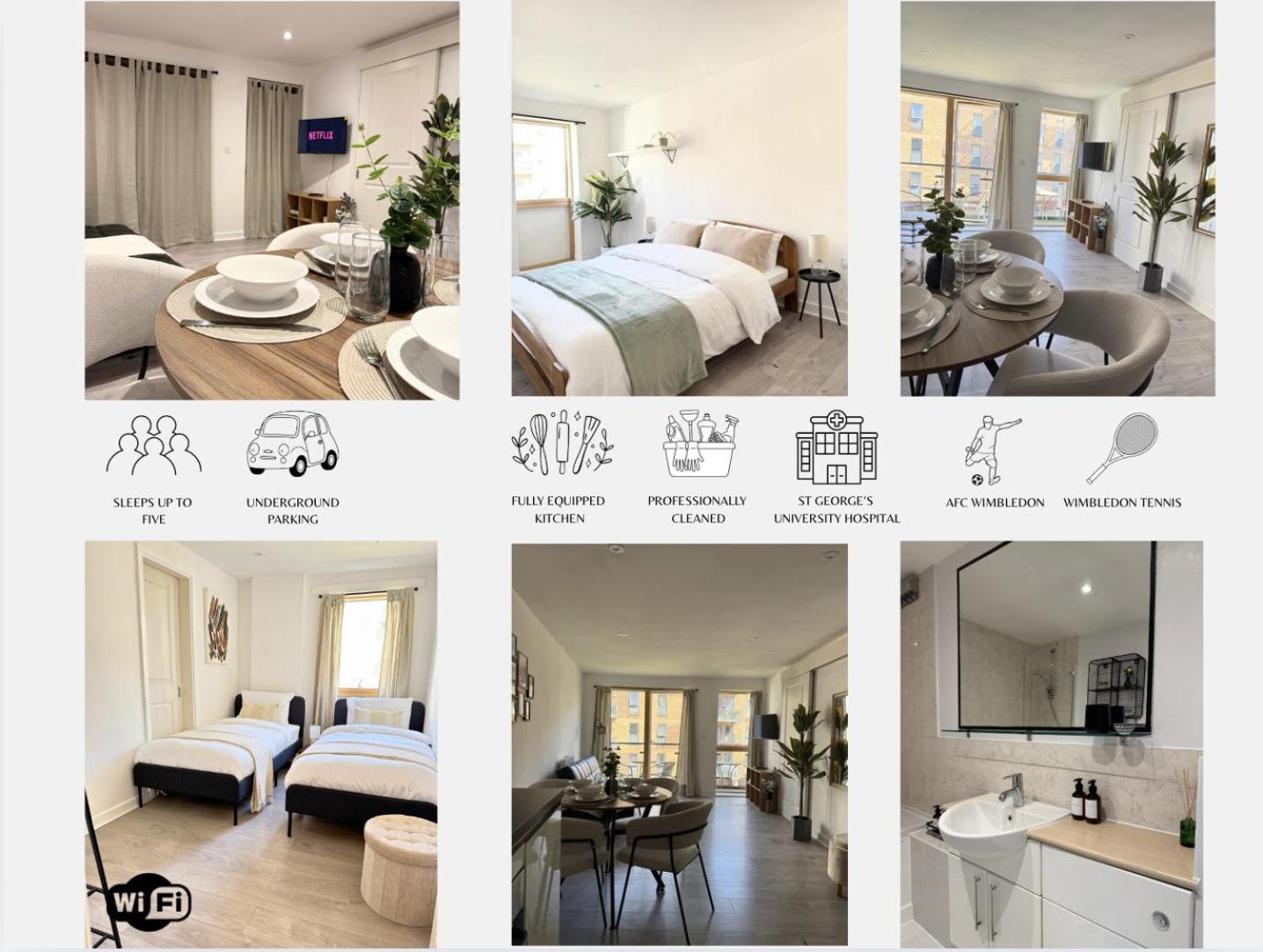 Modern In Wimbledon - Free Underground Parking - Sleeps 5 Apartment