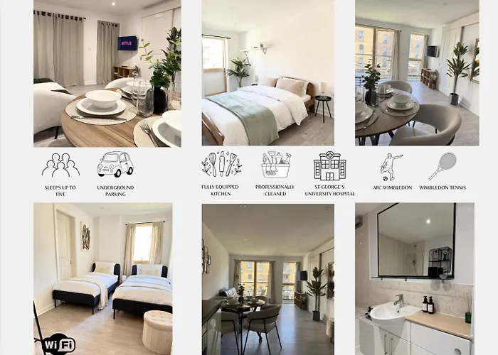 Modern Apartment In Wimbledon - Free Underground Parking - Sleeps 5